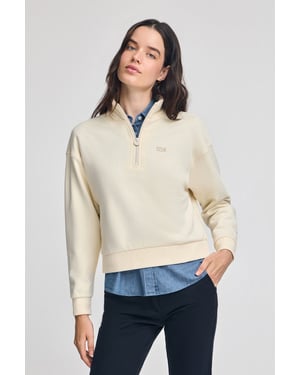 Sweatshirt ecru Boxy Fit mit gummiertem Polo Club-Logo