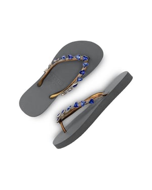 Herzförmiger blauer Flip-Flop silber