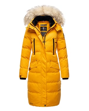 Marikoo Damen Winterjacke – Schneesternchen, lang mit Kapuze & Fellkragen