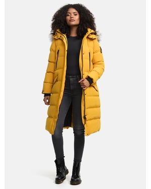 Marikoo Damen Winterjacke – Schneesternchen, lang mit Kapuze & Fellkragen