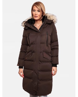Marikoo Damen Winterjacke – Schneesternchen, lang mit Kapuze & Fellkragen