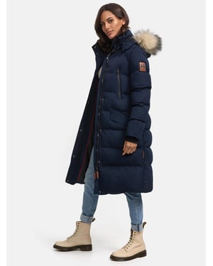 Marikoo Damen Winterjacke – Schneesternchen, lang mit Kapuze & Fellkragen