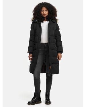 Marikoo Damen Winterjacke – Schneesternchen, lang mit Kapuze & Fellkragen