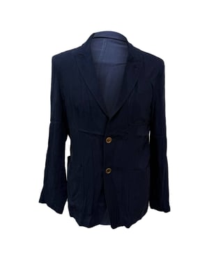 Giorgio Armani Einreihiger Blazer mit Taschen aus marineblauer Baumwolle