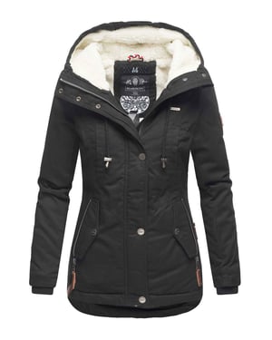 Marikoo Damen Winterjacke mit Teddyfell-Innenfutter & Kapuze