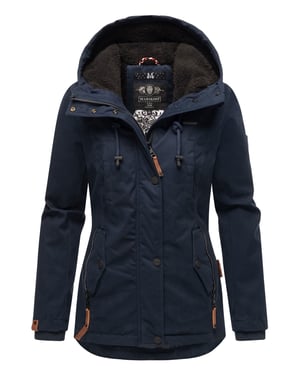 Marikoo Damen Winterjacke mit Teddyfell-Innenfutter & Kapuze