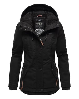 Marikoo Damen Winterjacke mit Teddyfell-Innenfutter & Kapuze