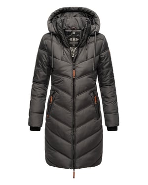 Marikoo Damen Winter Steppjacke – Armasa, lang mit Kapuze & Teddyfell
