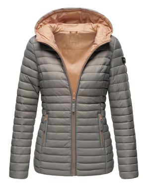 Marikoo Damen Steppjacke – Asraa, leicht mit Kapuze & Kontrastfutter