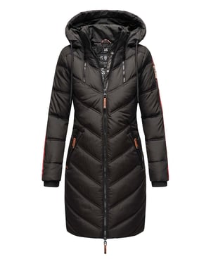 Marikoo Damen Winter Steppjacke – Armasa, lang mit Kapuze & Teddyfell