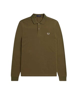 Fred Perry - Poloshirt für Herren/Damen Unisex, Langärmlig (Khakigrün)
