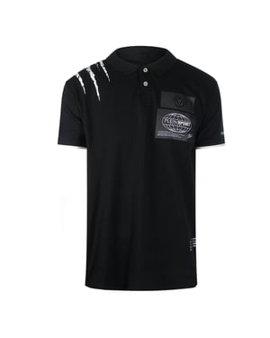 Plein Sport - Schwarzes Poloshirt Mit Kratzern An Der Schulter