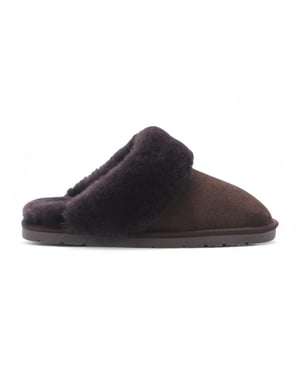 Damen-Winterpantoffeln aus echtem Schaffell, braunes Wildleder – Luna