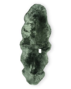 Echter Schaffell-Teppich in Thymiangrün, doppelt, natürlich, flauschig, seidig weich, echte Wolle