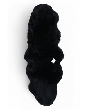 Echter Schaffell-Teppich, schwarz, doppelt, natürlich, flauschig, seidig weich, echte Wolle