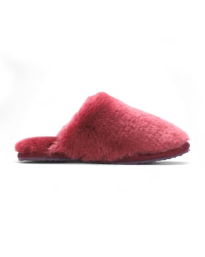 Damen-Hausschuhe aus Schaffell, Burgunderrot, warm, Winterfell, Pantolette – Aurora
