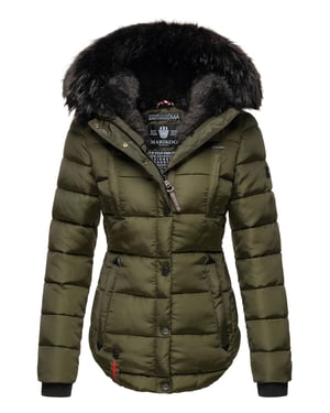 Marikoo Damen Winterjacke Lotusblüte mit Teddy-Innenfutter & Kunstfellkragen