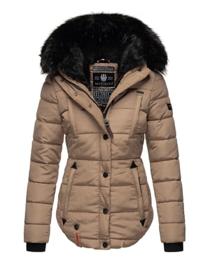Marikoo Damen Winterjacke Lotusblüte mit Teddy-Innenfutter & Kunstfellkragen