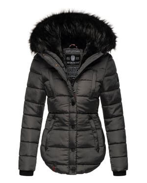 Marikoo Damen Winterjacke Lotusblüte mit Teddy-Innenfutter & Kunstfellkragen
