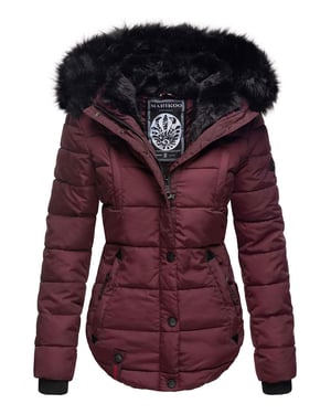 Marikoo Damen Winterjacke Lotusblüte mit Teddy-Innenfutter & Kunstfellkragen