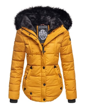 Marikoo Damen Winterjacke Lotusblüte mit Teddy-Innenfutter & Kunstfellkragen