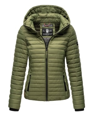 Marikoo Damen Steppjacke Samtpfote mit abnehmbarer Kapuze & Rippbündchen