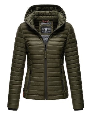 Marikoo Damen Steppjacke Samtpfote mit abnehmbarer Kapuze & Rippbündchen