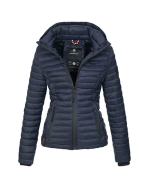 Marikoo Damen Steppjacke Samtpfote mit abnehmbarer Kapuze & Rippbündchen