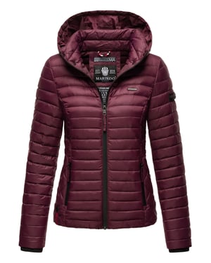 Marikoo Damen Steppjacke Samtpfote mit abnehmbarer Kapuze & Rippbündchen