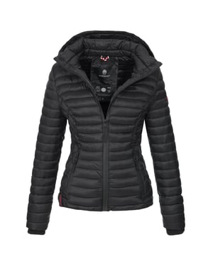 Marikoo Damen Steppjacke Samtpfote mit abnehmbarer Kapuze & Rippbündchen