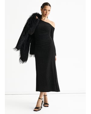 Gini London Hot-Fix-jersey-Midikleid mit Nieten - Schwarz