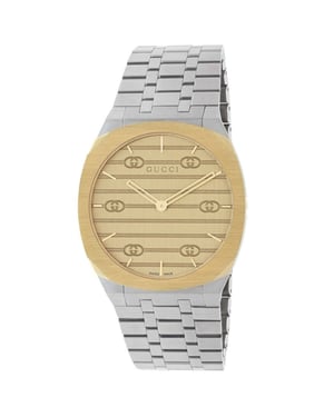 Gucci YA163403 25H Unisex Quarzuhr - 34mm Gold Edelstahl
