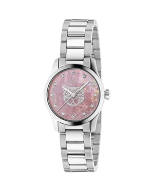 Gucci G-Timeless Damenuhr mit rosa Perlmutt-Zifferblatt - YA1265025