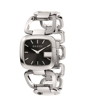 Gucci YA125407 G Damenuhr mit schwarzem Zifferblatt aus Edelstahl