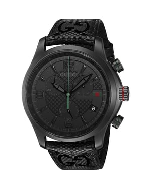 Gucci YA126244 G-Timeless Herren-Chronographenuhr mit Lederarmband