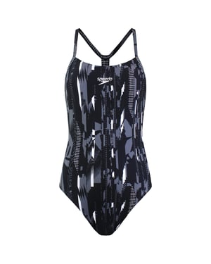 Speedo All Over Rippleback Badeanzug für Damen - Schwarz