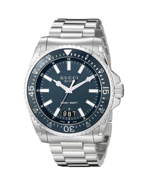 Gucci YA136203 Herren-Tauchuhr mit blauem Zifferblatt und Edelstahlarmband