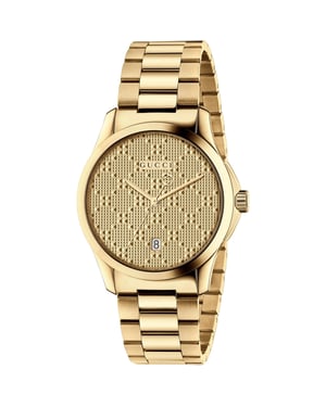 Gucci G-Timeless YA126461 Unisex-Uhr mit gelbgoldenem Zifferblatt