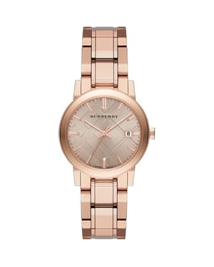 Elegante Burberry BU9135 Damenuhr in Braun Rose Gold Edelstahl
