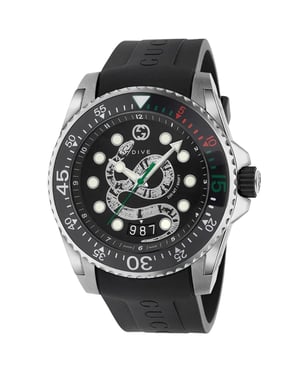 Gucci YA136217 Herrenuhr mit schwarzem Schlangenzifferblatt - 200m wasserdicht