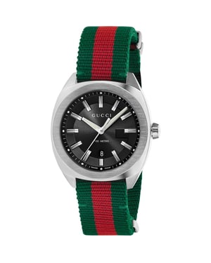 Gucci YA142305 GG2570 Herrenuhr aus schwarzem Canvas - 41mm Eleganter Zeitmesser
