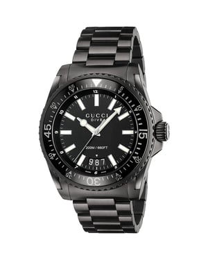 Gucci Dive Herrenuhr YA136205 - Schwarzes Zifferblatt & Edelstahldesign