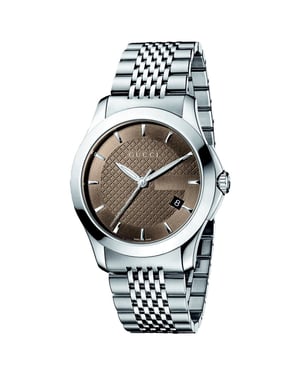 Gucci G-Timeless Herrenuhr YA126406 mit Zifferblatt und Metallarmband - Braun