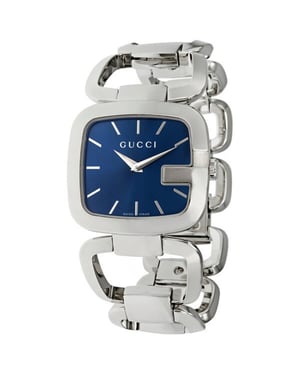 Gucci YA125405 G Damenuhr mit blauem Zifferblatt, 30 mm, aus Edelstahl