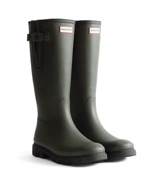Hunter Downpour Verstellbare Gummistiefel für Herren in Dunkeloliv/Schwarz