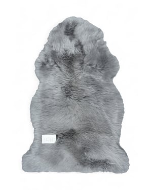 Echter grauer Schaffell-Teppich, natürlich, seidig, weich und flauschig, echte Wolle