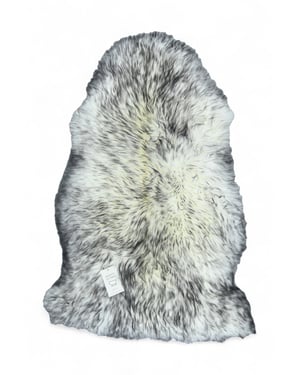 Echter schwarzer Wolfsspitzen-Schaffell-Teppich, natürlich, seidig, weich und flauschig, echte Wolle