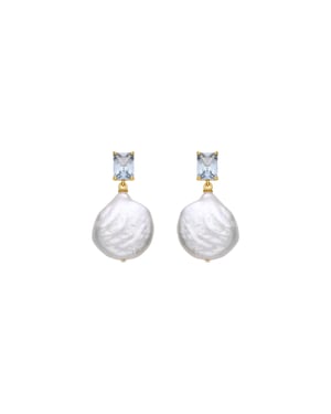 Luxenter Sterling Silber 925 und weiße Perlenohrringe in 18k Gelbgold - Dyafa