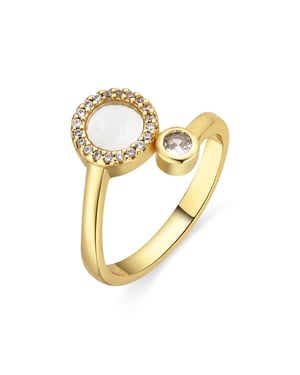Luxenter Ring mit weißem Perlmutt aus 18k Gold - Yaran