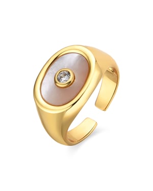 Luxenter Ring mit weißem Perlmutt aus 18k Gold - Staxo